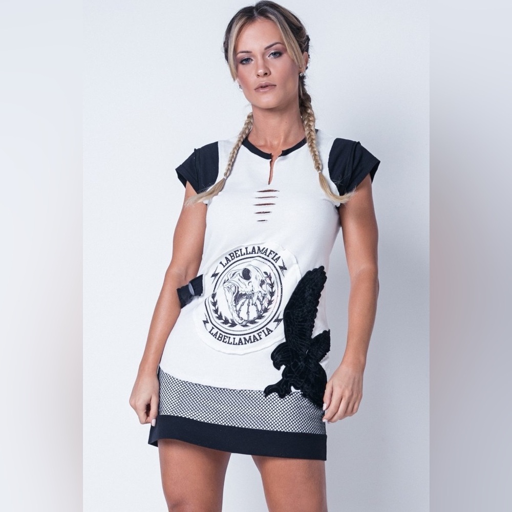Labellamafia Black and White Graphic Sport Mini Dress